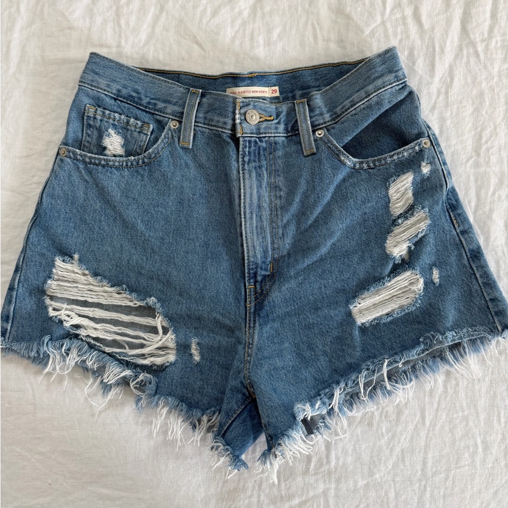 Levi's Ripped High Waisted Mom Shorts
